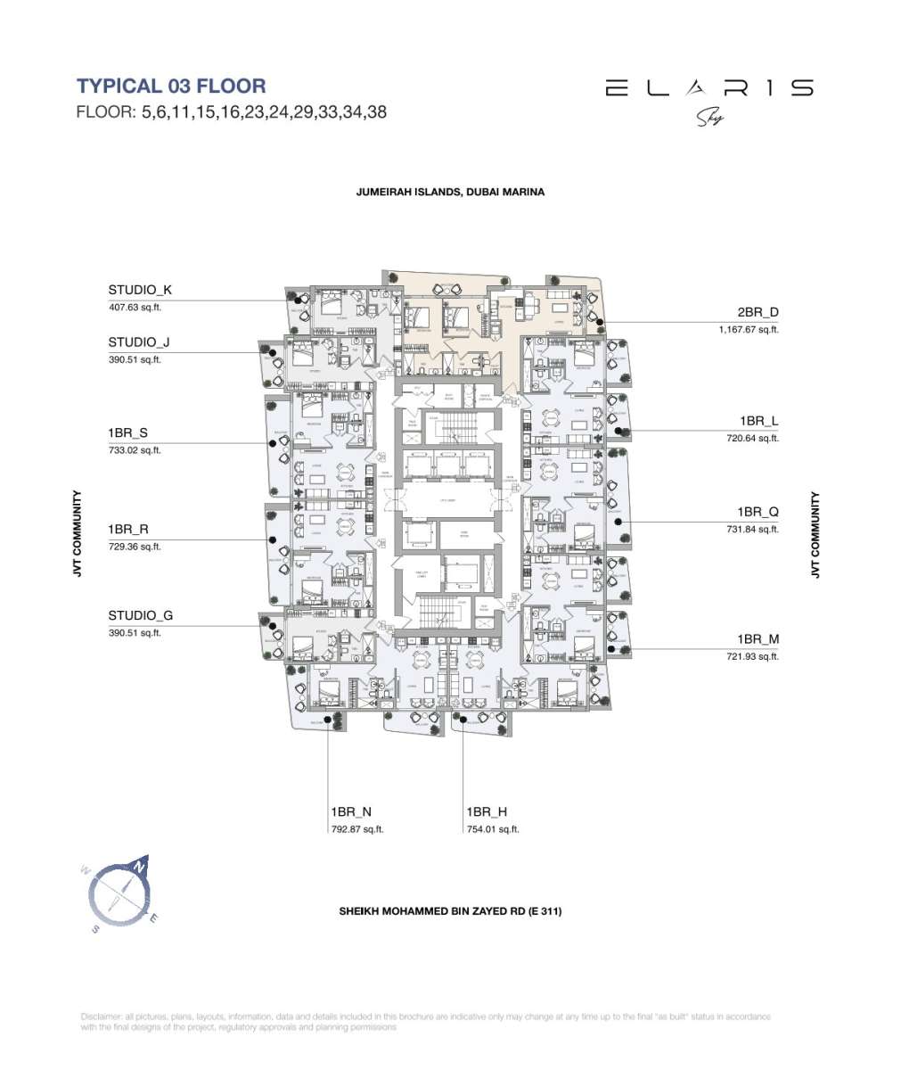 Floor 5,6,11,15,16,23,24,29,33,34,38